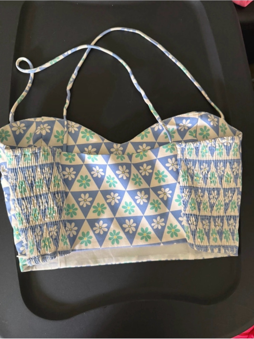 Zara Blue, White & Mint Floral Bustier Top - Picture 3 of 4